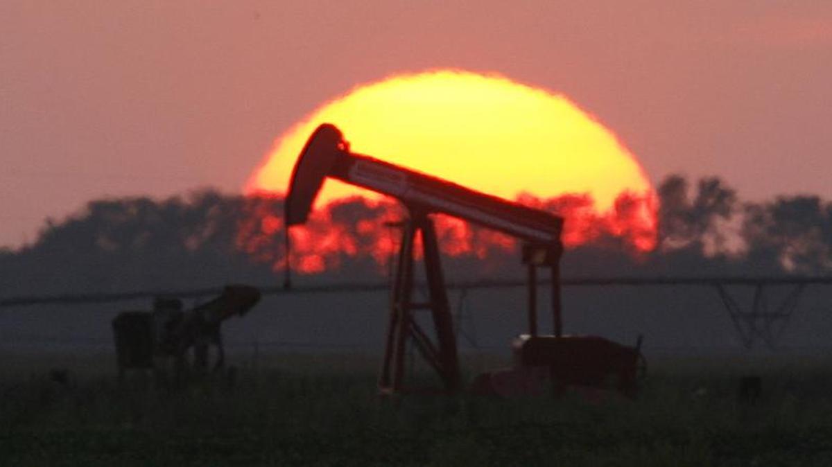 With gas prices reaching record highs at the pump, some Kansas landowners and oil producers are seeing higher returns from the oil wells that dot the Kansas prairies, such as this oil well in Reno County, Kansas.