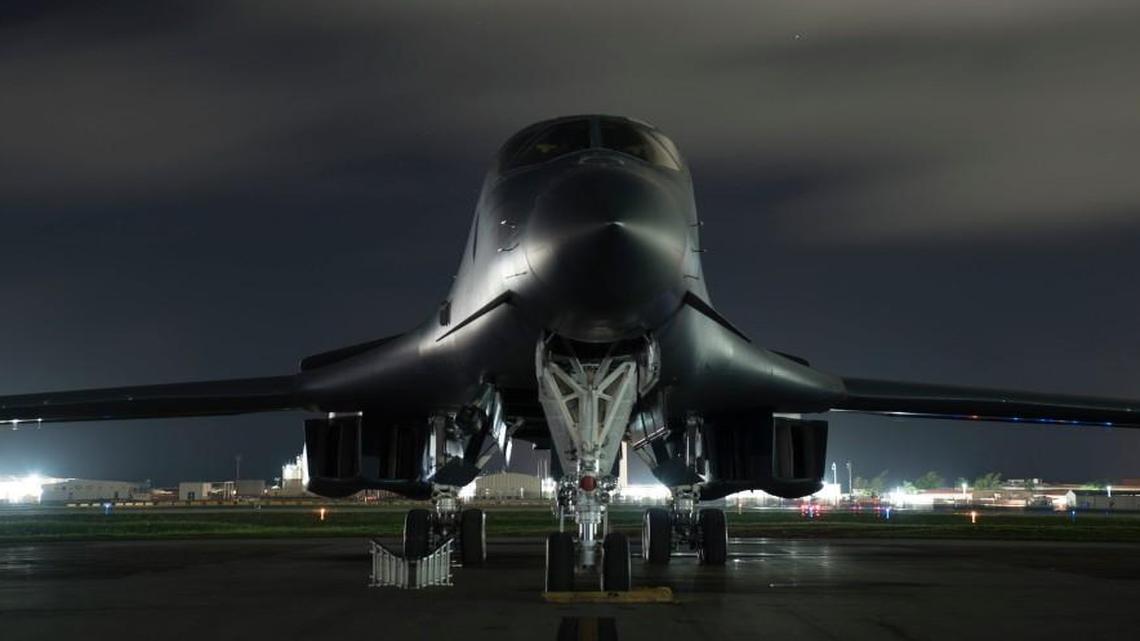 A U.S. Air Force B-1B Lancer aircraft assigned to the 9th Expeditionary Bomb Squadron, deployed from Dyess Air Force Base, Texas, prepares to take off from Andersen Air Force Base, Guam on July 20.