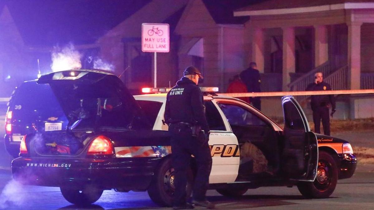 Wichita police investigate a call of a possible hostage situation near the corner of McCormick and Seneca on Dec. 28. A man was fatally shot by a police officer in what is believed to be a gaming prank called “swatting.”