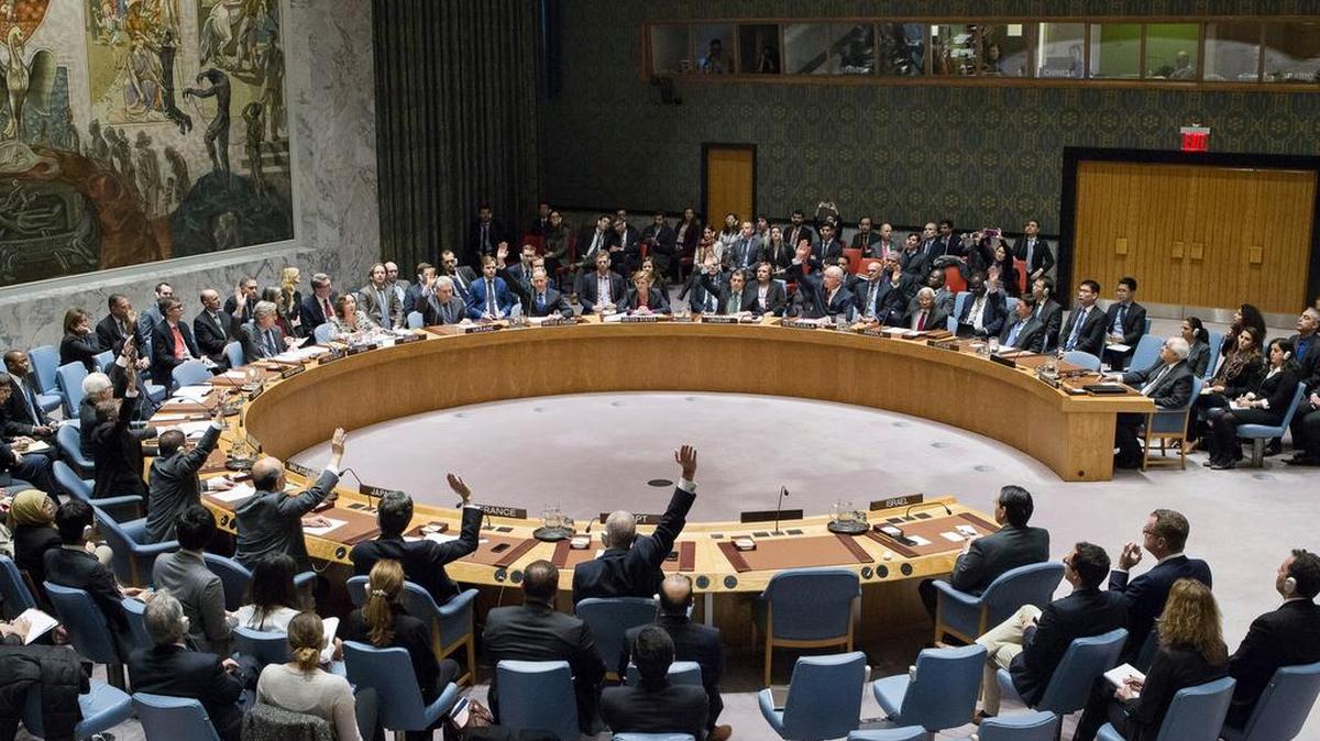Members of the U.N. Security council vote in favor of condemning Israel for its practice of establishing settlements in the West Bank and east Jerusalem.