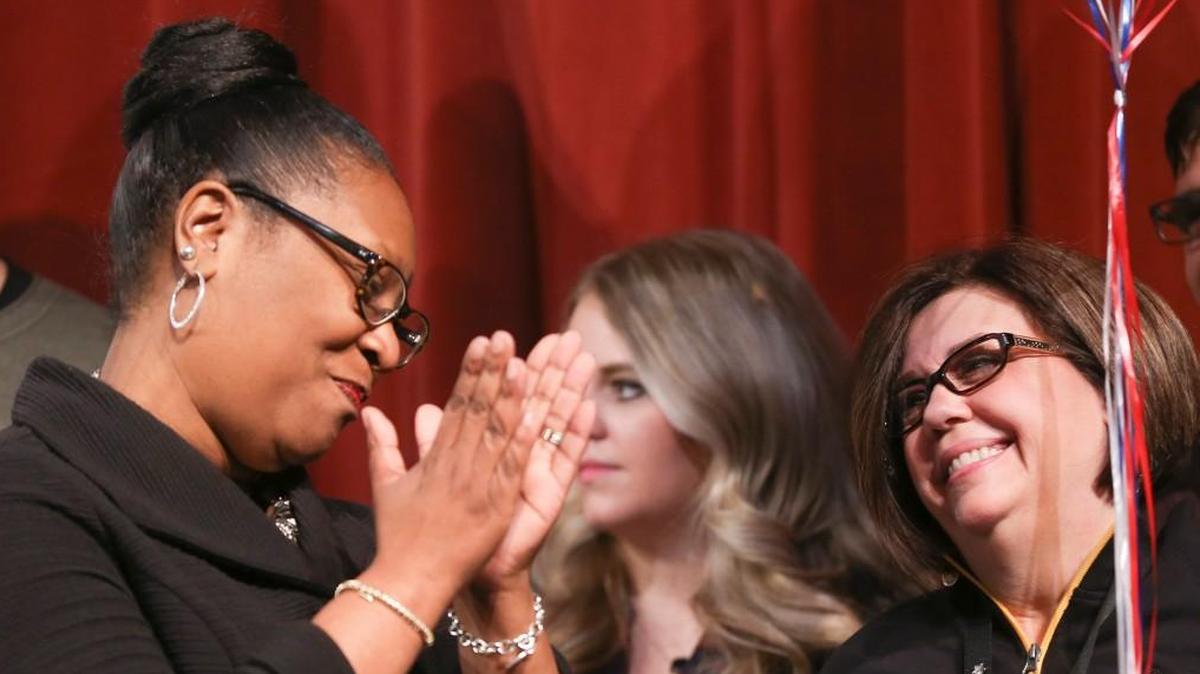 Wichita schools superintendent Alicia Thompson, left.