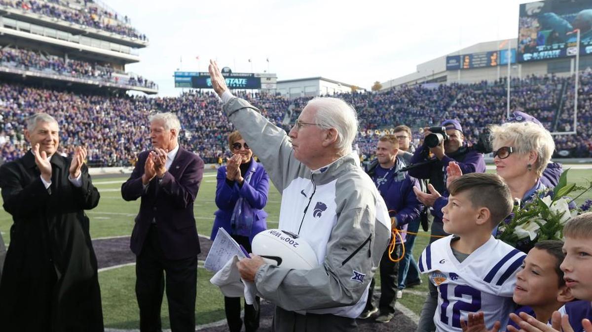Kansas State coach Bill Snyder was honored after the Wildcats defeated Kansas last season. It was Snyder’s 200th career victory.