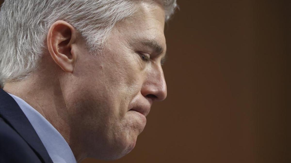 Supreme Court Justice nominee Neil Gorsuch pauses while testifying on Capitol Hill in Washington on Tuesday.
