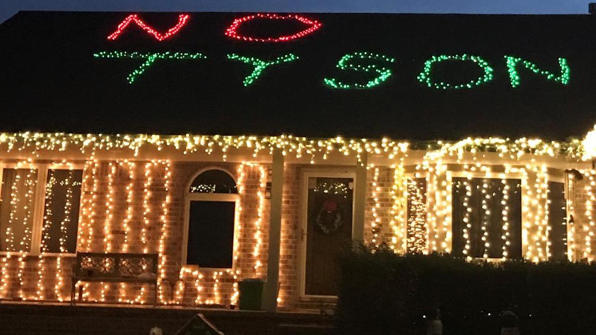 Jeff Zogleman’s house near Clearwater had a different theme for this Christmas season. After Sedgwick County said it wouldn’t pursue Tyson, Zogleman changed the display.