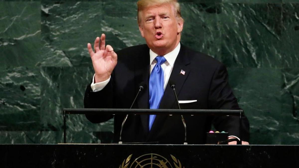 President Donald Trump addresses the 72nd session of the United Nations General Assembly last Tuesday.