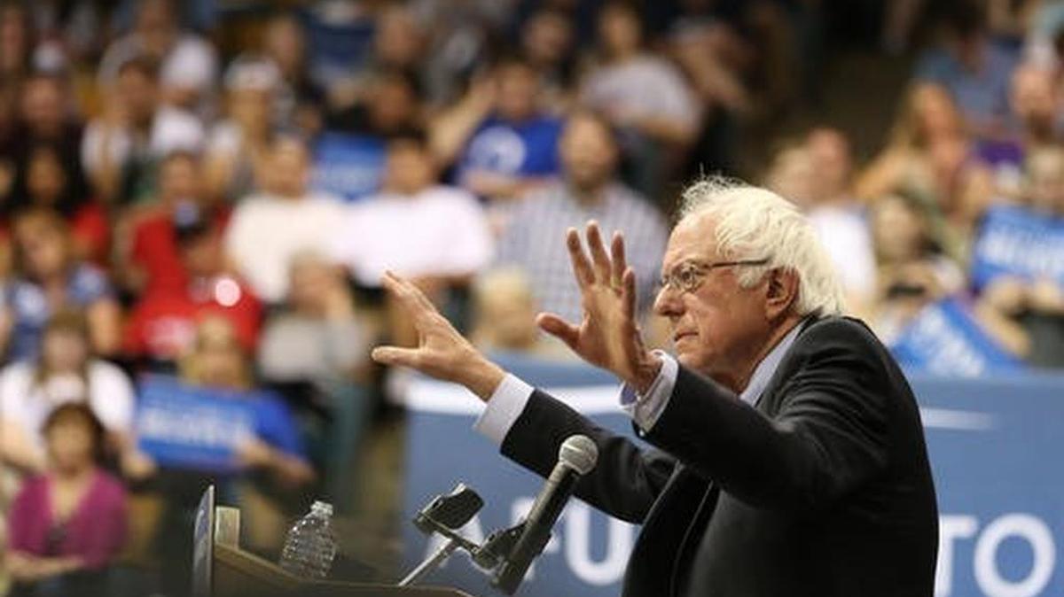 Democratic presidential candidate Sen. Bernie Sanders, I-Vt., speaks to his supporters during a campaign rally in Salem, Ore.