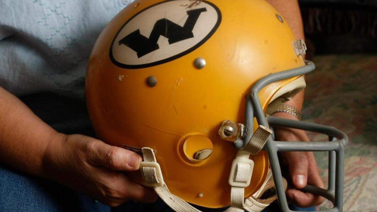 The 1970 Wichita State football helmet belonging to Marvin Brown, one of 31 people killed in the Oct. 2 plane crash near the Continental Divide in Colorado.