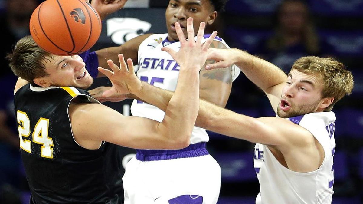 Austin Budke, right, is a walkon who has so far earned a lot of minutes for Kansas State.