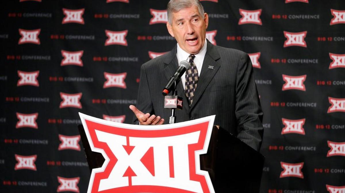 Big 12 commissioner Bob Bowlsby addresses media during Big 12 media day, Monday, July 18, 2016, in Dallas. With expansion still an unsettled issue for the Big 12 Conference, Commissioner Bowlsby gave his annual state of the league address to open football media days. And a day later he meets with the league's board of directors.