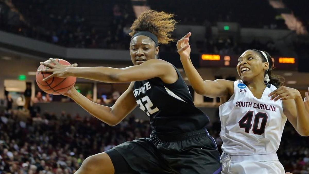 Kansas State's Breanna Lewis, left, will lead the Wildcats against No. 1 Connecticut on Sunday in Bramlage Coliseum.