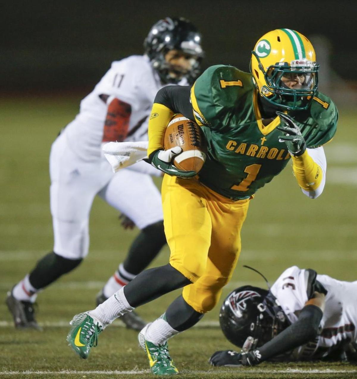 Denzel Goolsby played running back on two Class 5A champion teams at Bishop Carroll.