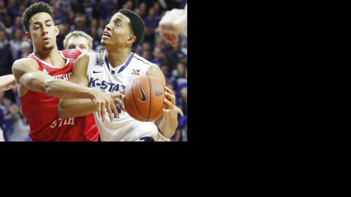 
Southern Utah guard Trey Kennedy tries to block the path of K-State guard Justin Edwards during Friday’s game in Manhattan.

