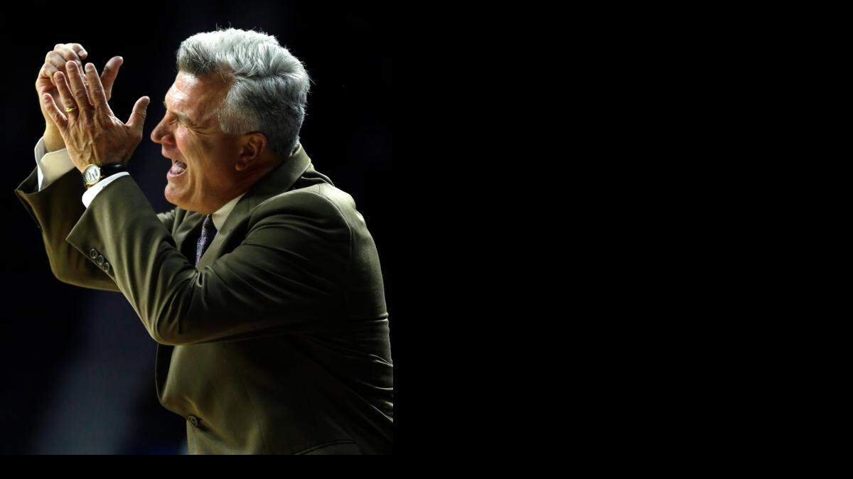 
Kansas State head coach Bruce Weber reacts during their game against UMKC last Monday in Manhattan.
