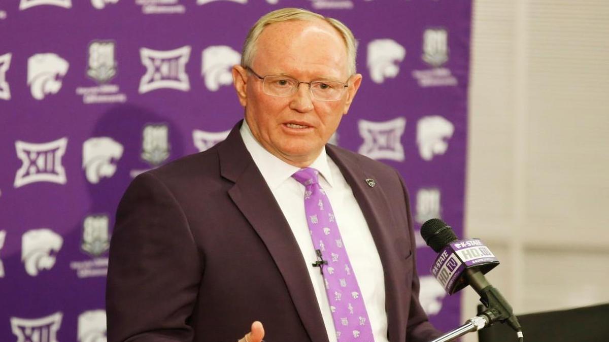 Gene Taylor, the new athletic director at Kansas State University, takes questions after being officially introduced by University President Richard Myers. (April 17, 2017)