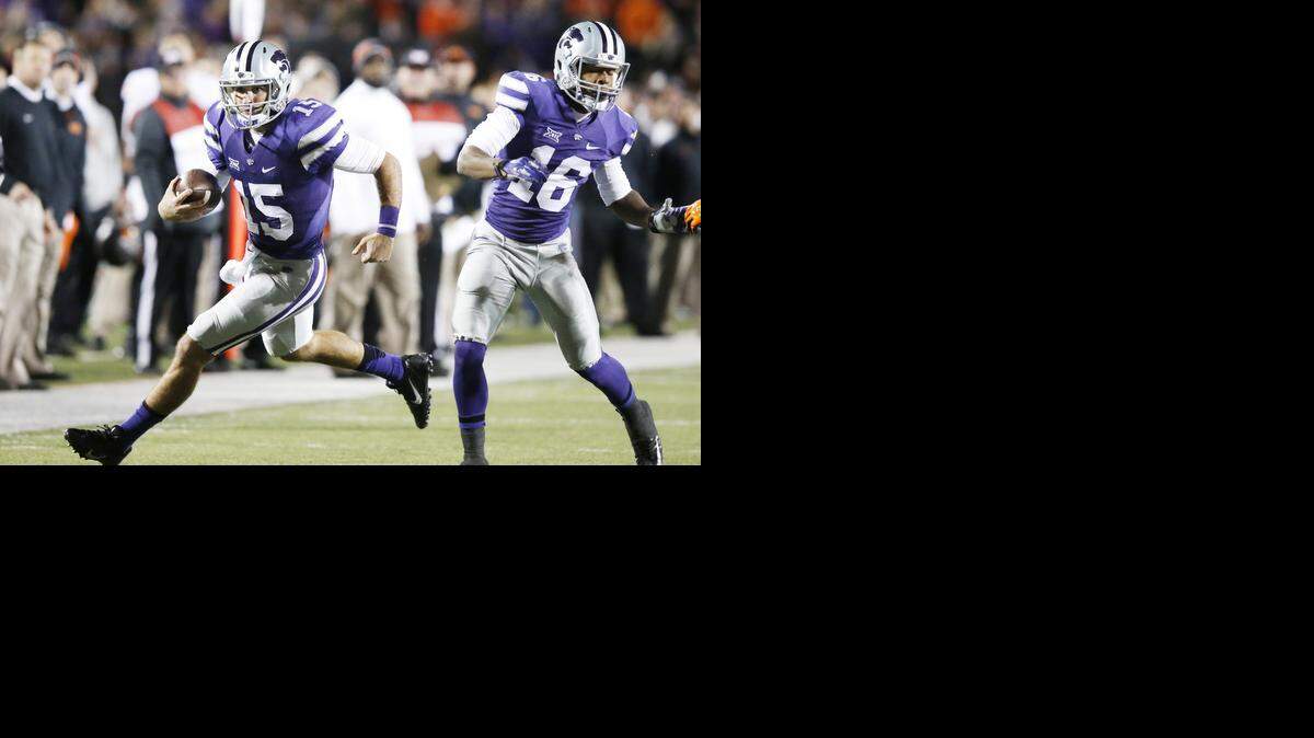 
K-State quarterback Jake Waters (15) has the team’s only 100-yard rushing game this season.
