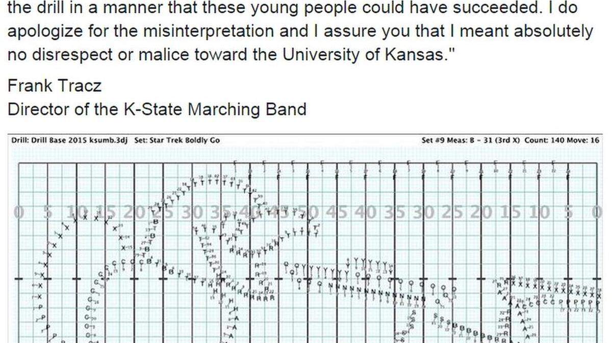 Post on the K-State Marching Band's Facebook page