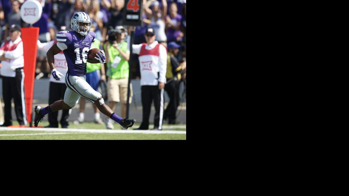 
K-State receiver Tyler Lockett returns a punt for a 58-yard touchdown Saturday against UTEP.(Sept 27, 2014)
