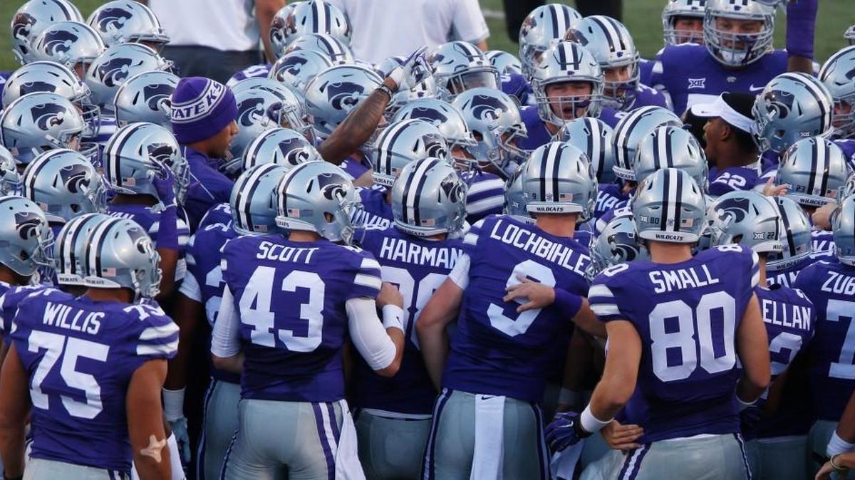 
K-State players in warm up before taking on #2 rank TCU (October 10, 2015)
