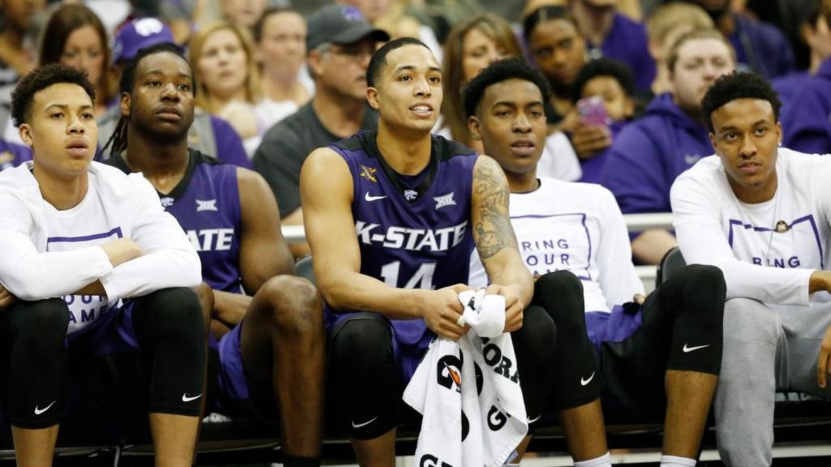 K-State guard Justin Edwards watches the final seconds tick off Thursday afternoon in the quarterfinal round of the 2016 Big 12 Men's Basketball Championship in the Sprint Center. Edwards had 23 points on the day. (March 10, 2016)