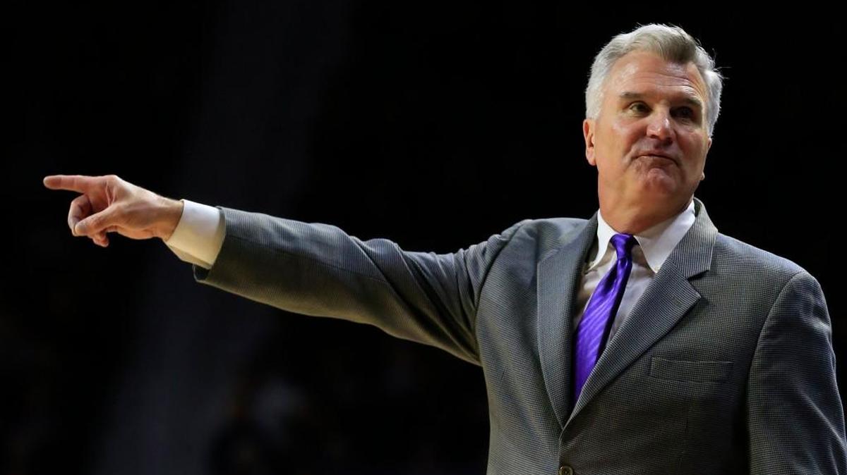 Kansas State coach Bruce Weber during the first half of a game against TCU. (AP Photo/Orlin Wagner)