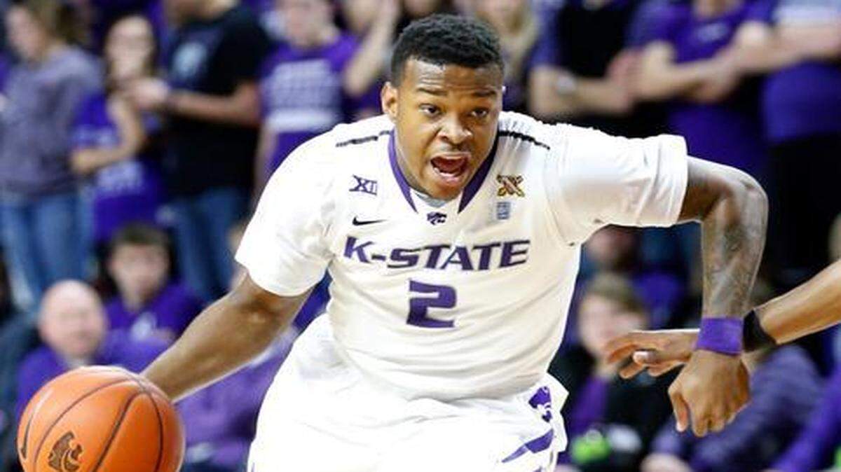 
K-State guard Marcus Foster drives for the basket against Texas Tech.(January 14, 2015)
