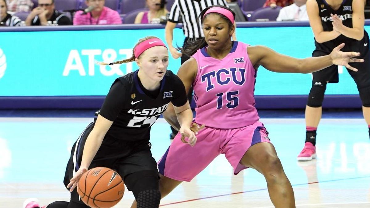 Kindred Wesemann, left, is Kansas State’s leading scorer and has 85 three-pointers this season.