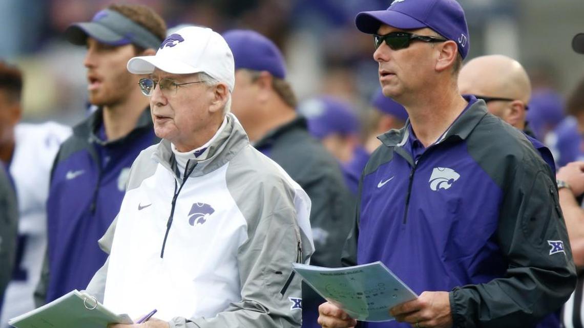 K-State coach Bill Snyder and associate head coach Sean Snyder in 2015.
