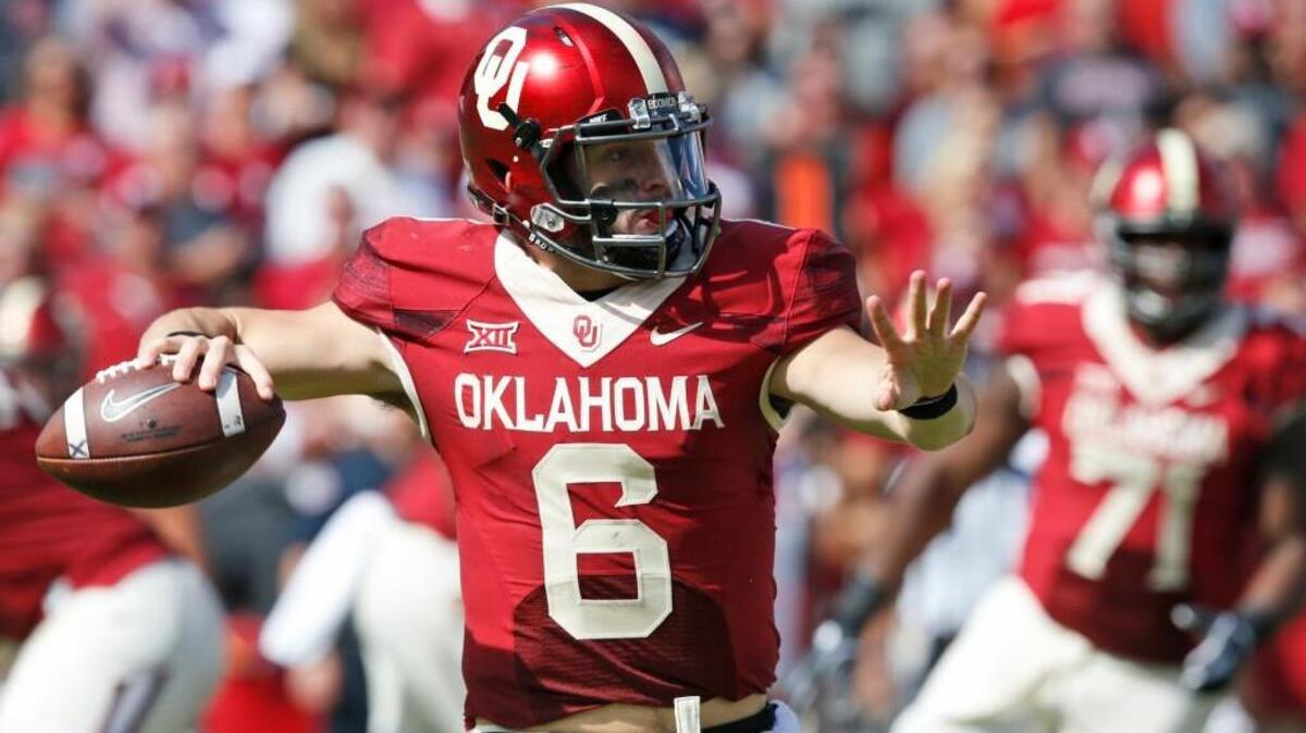Oklahoma quarterback Baker Mayfield throws in the second quarter against Kansas State on Saturday.