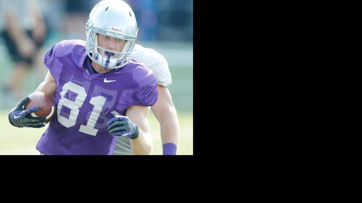 
Kansas State's Kyle Klein works out during practice last August.
