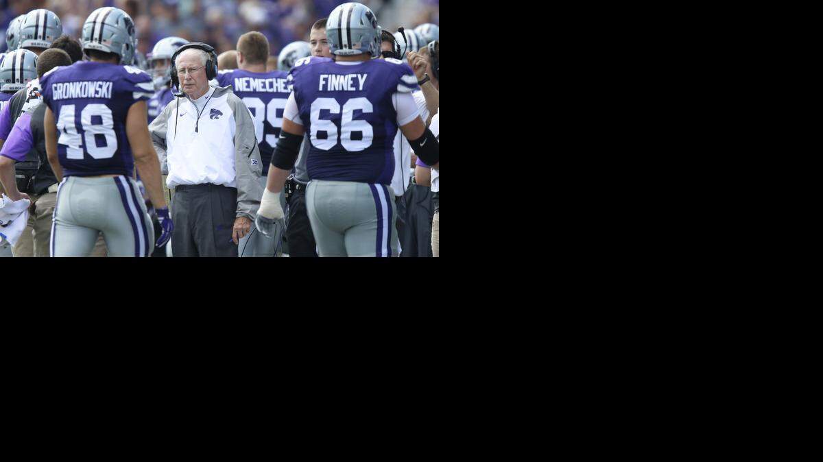 
K-State coach Bill Snyder watches his players come off the field during the first half against the UTEP Miners.
