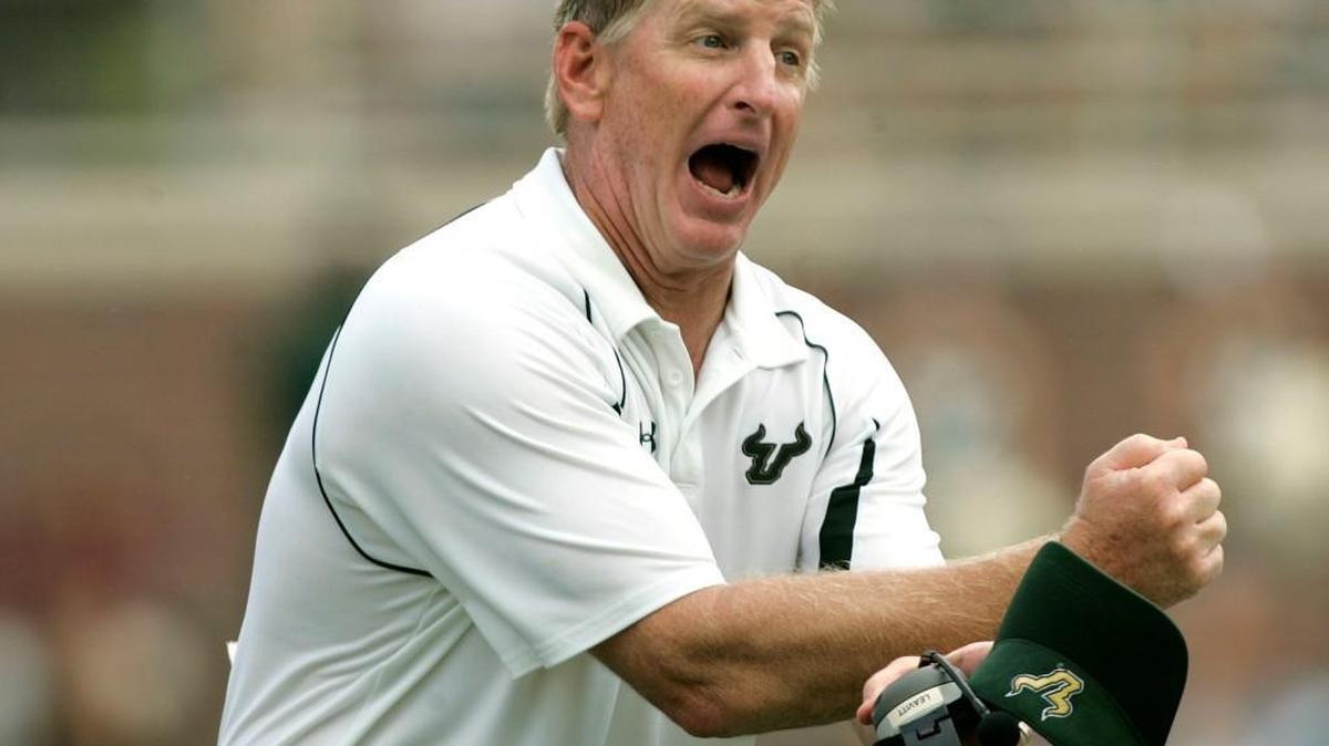 Jim Leavitt coaches at South Florida. (AP Photo/Phil Coale, File)