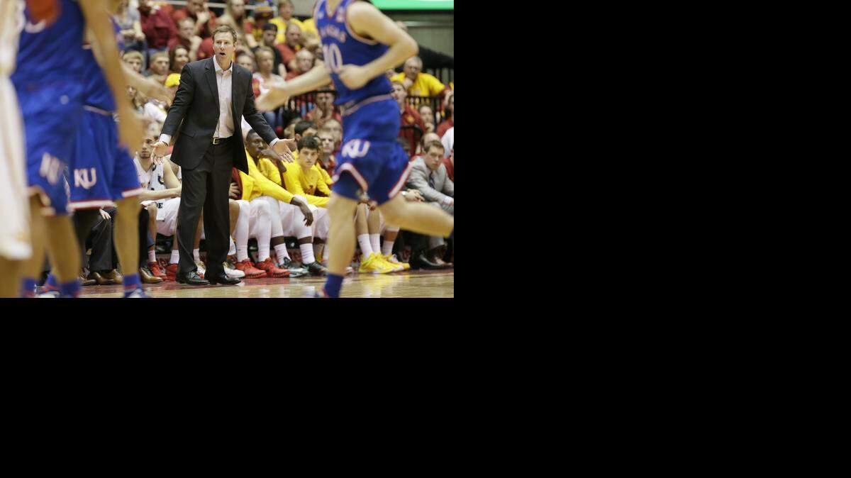 
Iowa State coach Fred Hoiberg reacts to a call during the second half Saturday night against Kansas in Ames, Iowa.
