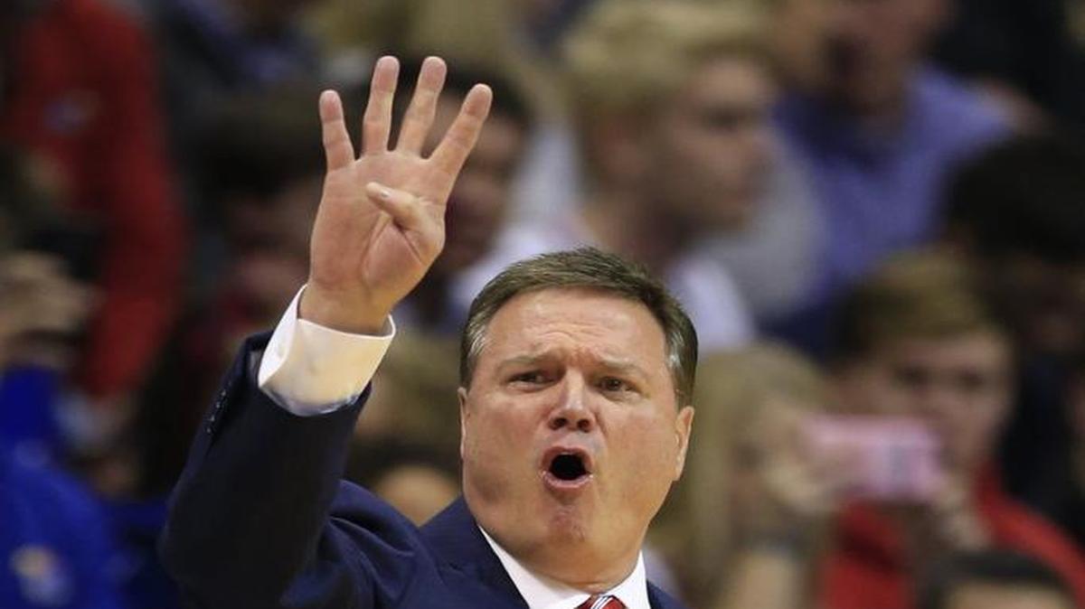 Kansas coach Bill Self calls a play during KU’s game against Texas Tech in January.