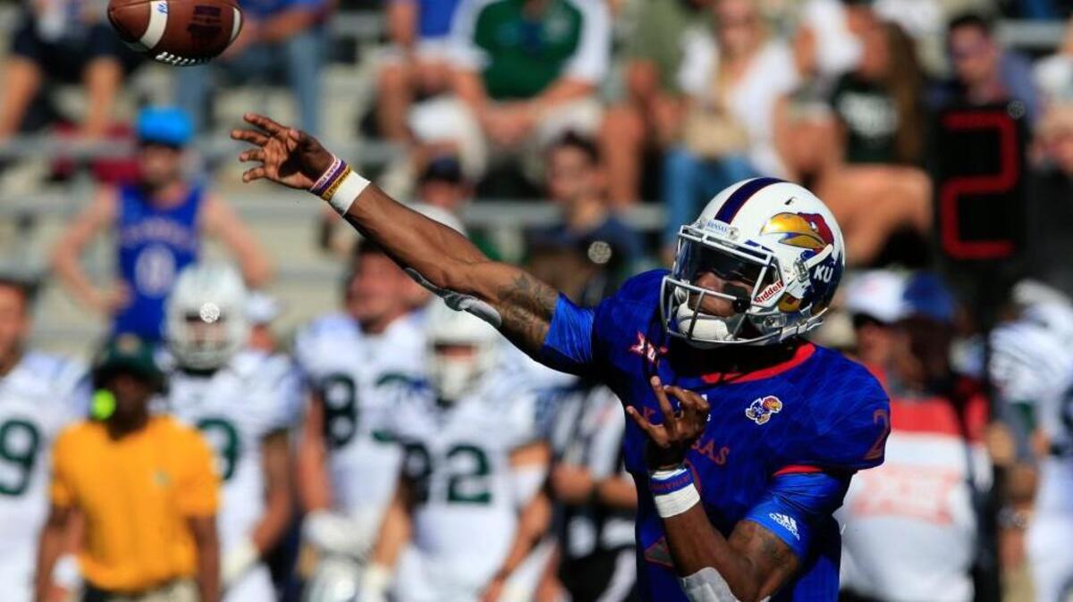 Kansas quarterback Montell Cozart throws during last Saturday’s loss to Ohio in Lawrence.