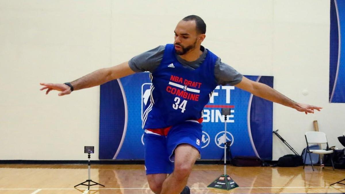 Perry Ellis, from Kansas, participates in the NBA Draft combine on May 13 in Chicago.