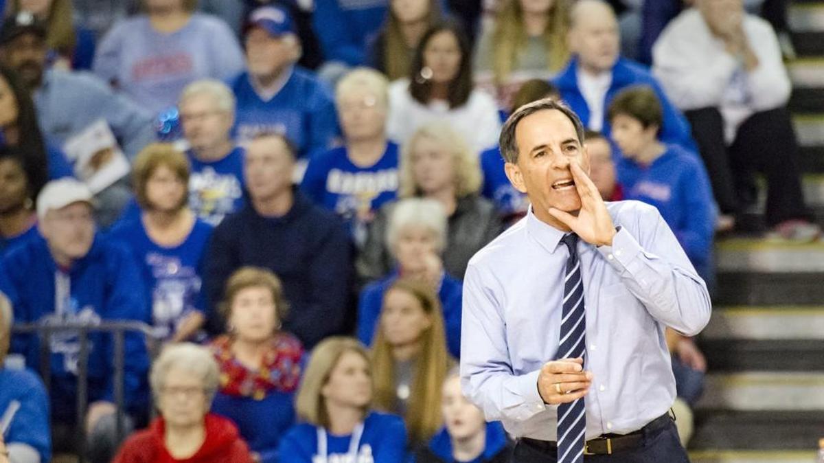 In this file photo, Kansas volleyball coach Ray Bechard communicates with his players.