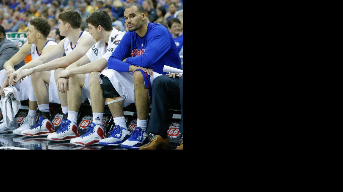 
Kansas forward Perry Ellis sat out the Big 12 quarterfinal game against TCU while recovering from a knee injury. He played the next two games, but at less than full speed.
