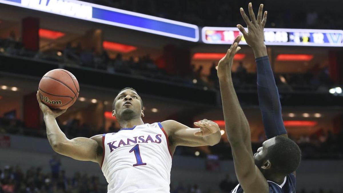 Kansas guard Wayne Selden shoots against Villanova.