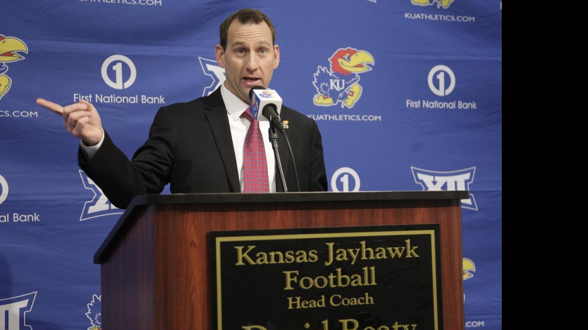
Kansas coach David Beaty speaks at an introductory news conference Dec. 8.
