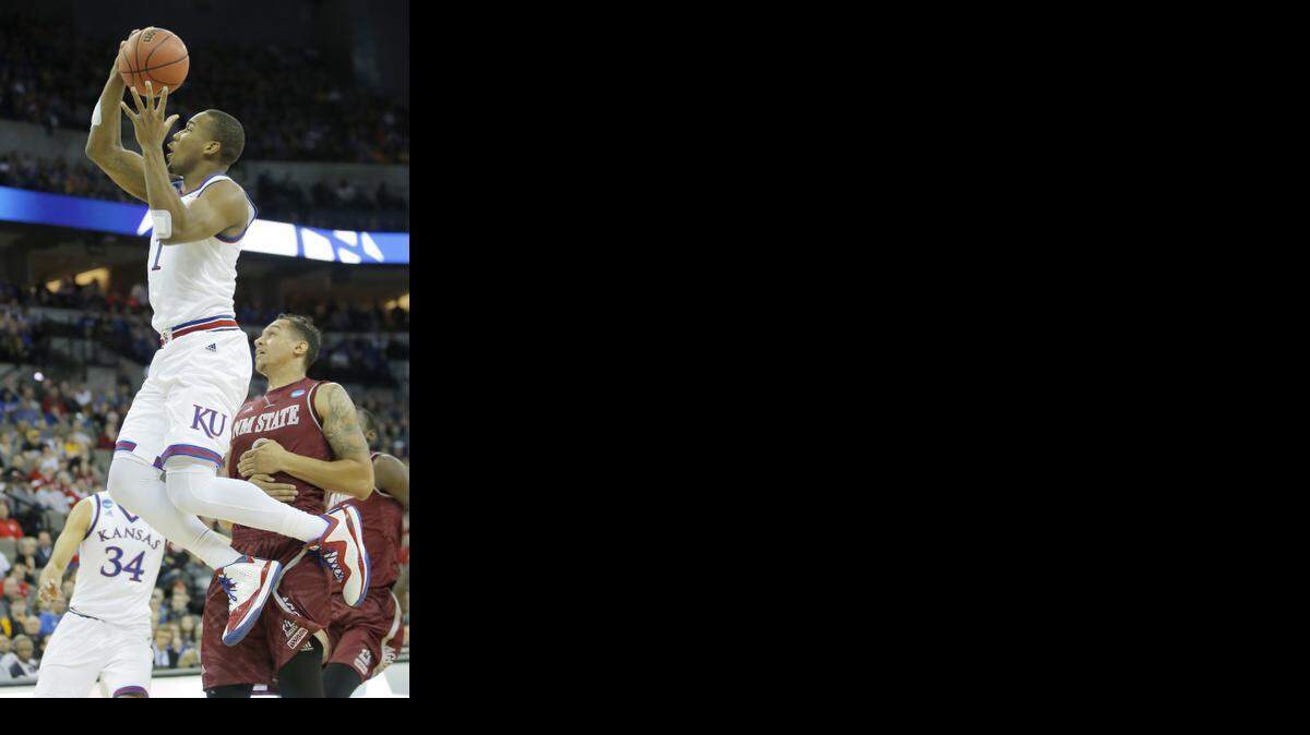 
Kansas guard Wayne Selden shoots against New Mexico State in the first half Friday in Omaha.
