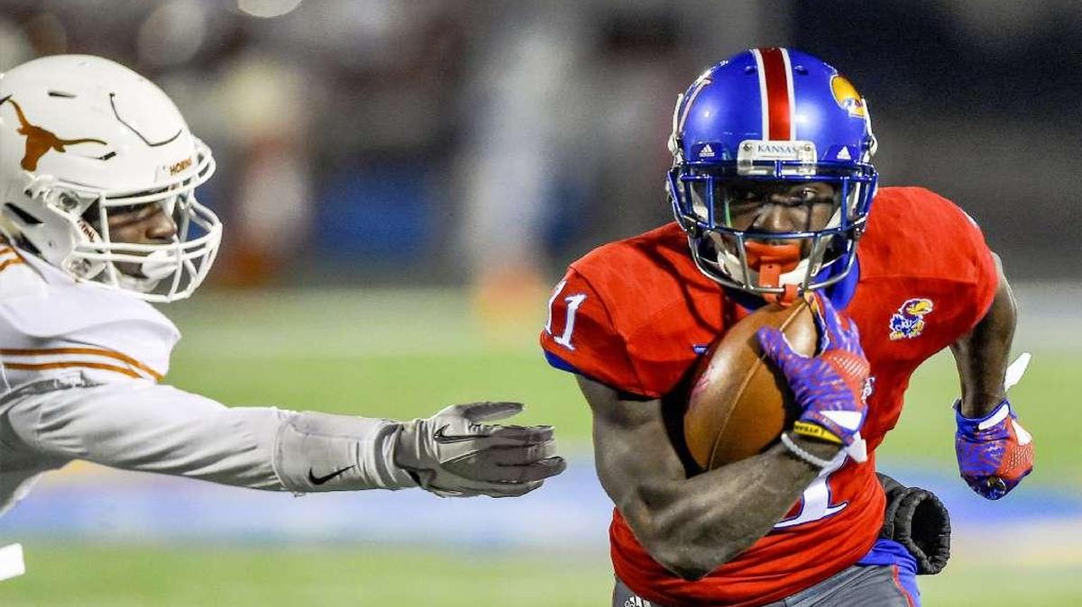 Kansas sophomore wide receiver Steven Sims has 818 receiving yards and seven touchdowns heading into Saturday’s game against Kansas State.