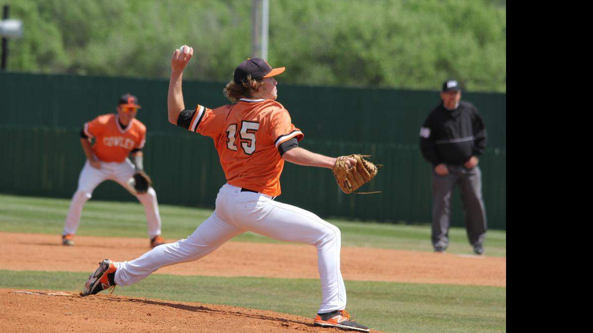 
Cowley College sophomore pitcher Parker Rigler leads the Jayhawk East with a 9-0 record, 2.28 ERA and 58 strikeouts. The Tigers are ranked No. 1 in the nation with five regular-season games left. 
