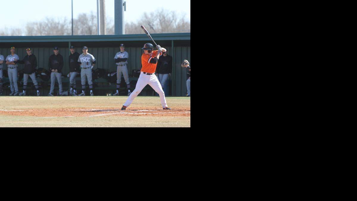 
Cowley College freshman third baseman Garrett Benge bats against Fort Scott earlier this season. Benge, who has orally committed to Oklahoma State, leads the nation with a .545 batting average. 
