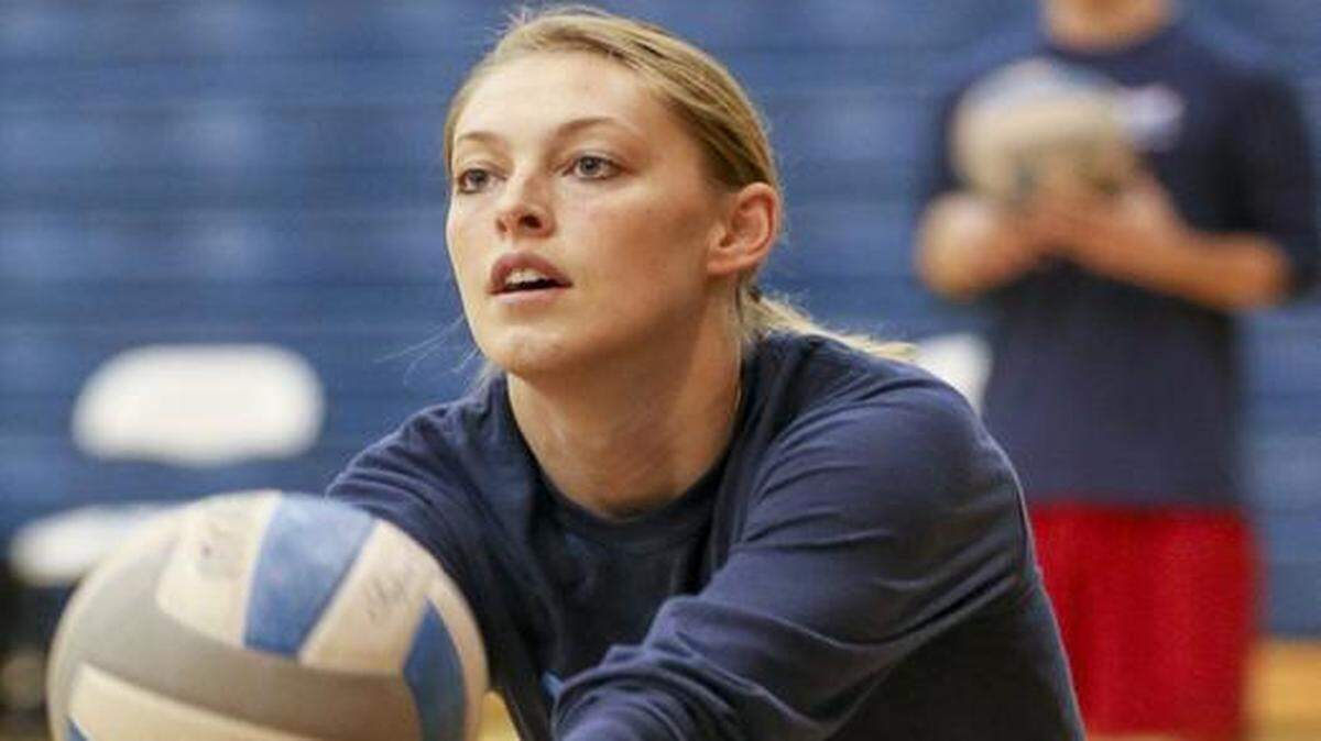 
Alexus Litts practices with the Newman volleyball team Wednesday at Newman.
