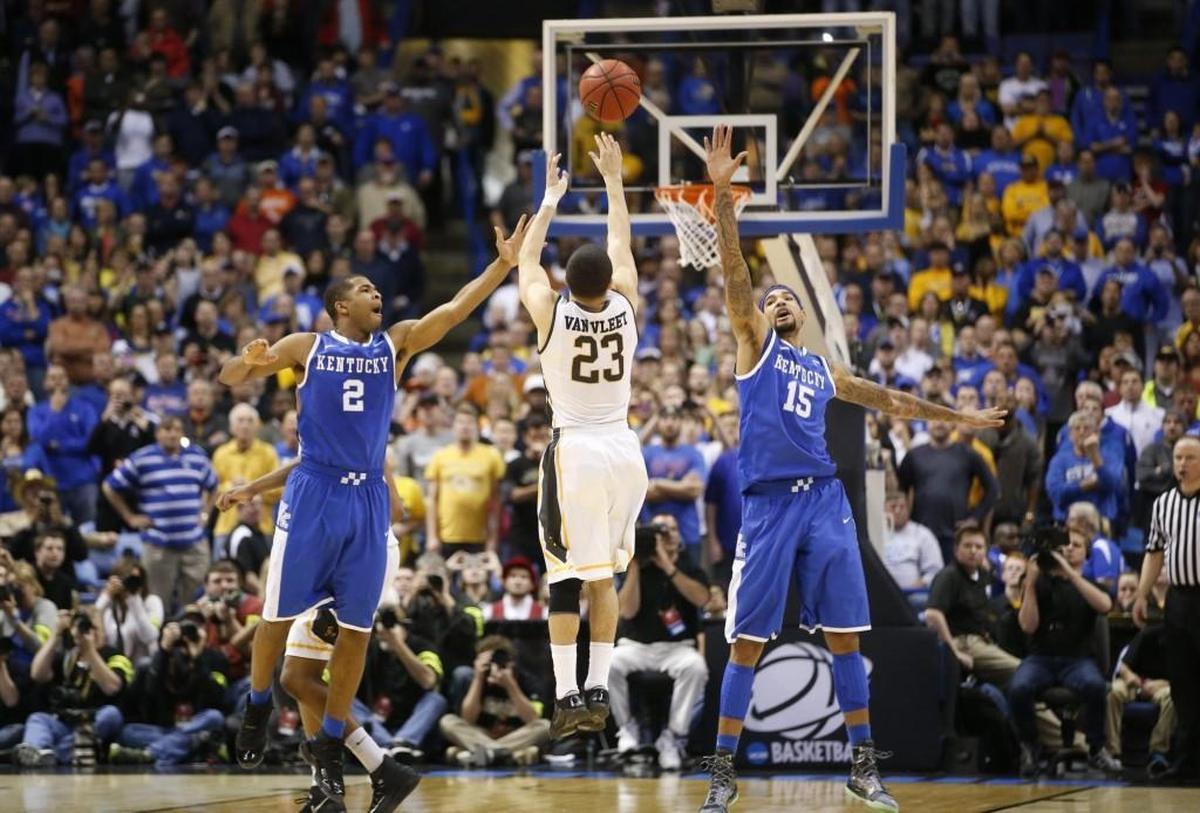 Wichita State’s Fred VanVleet missed a last-second three-pointer that would have overturned Kentucky’s 78-76 victory over the Shockers in the 2014 NCAA Tournament round of 32.