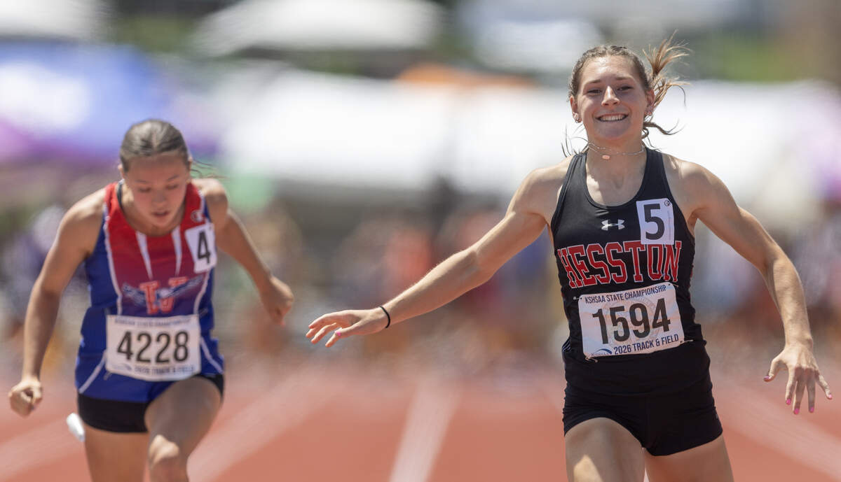 Hesston senior Ashley Lehman completed her second straight four-gold performance at the Kansas state track and field meet, as she finished her career with Class 3A state meet records in all four of her events.