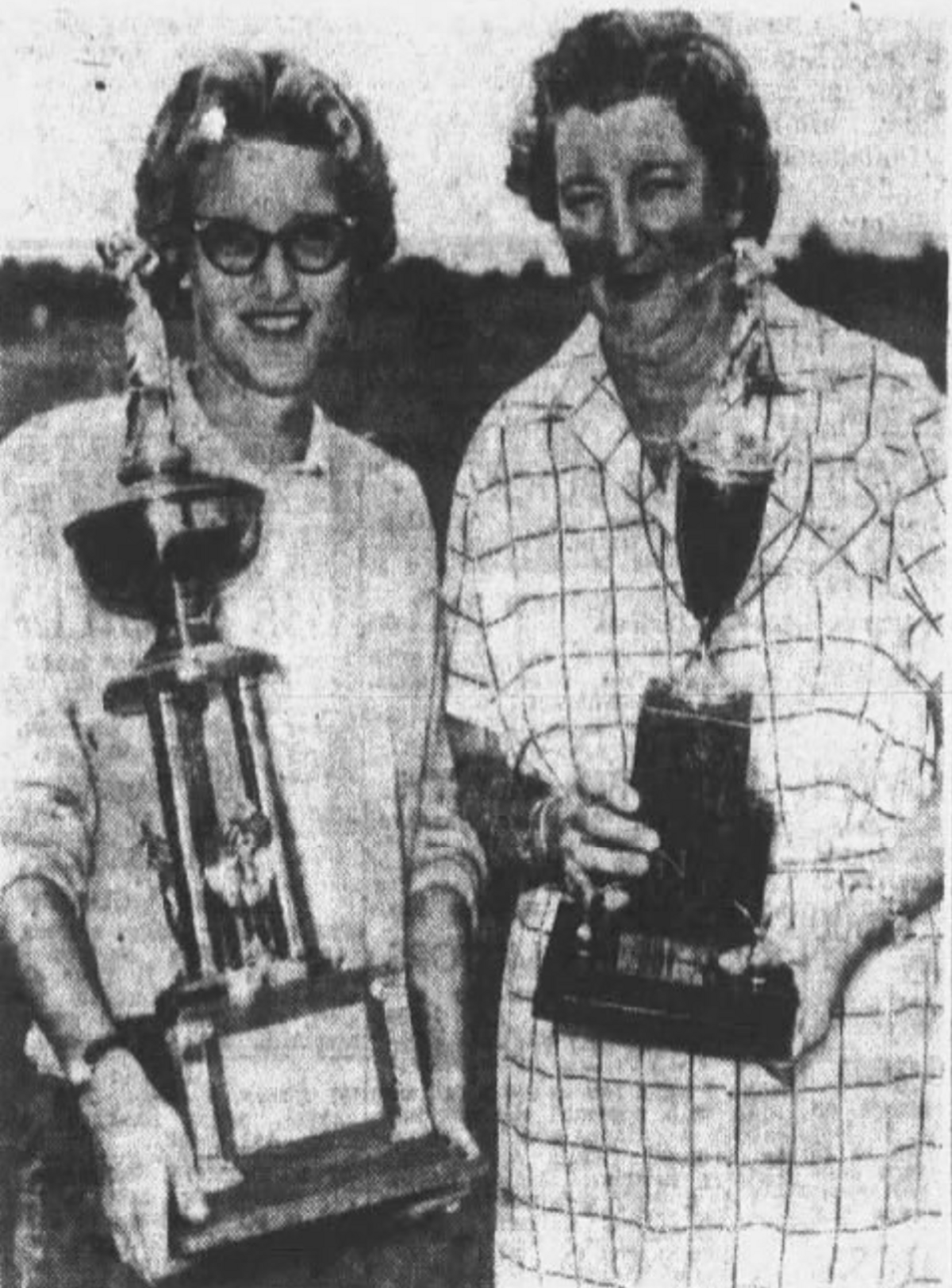 Natasha Fife (left) is shown in 1961 after winning the Wichita City Match Play women’s championship for the sixth time at Wichita Country Club.