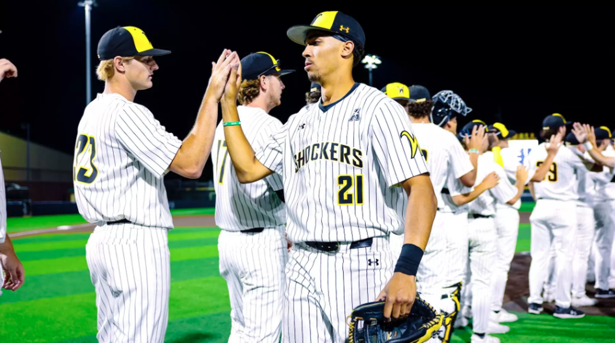 Wichita State senior Jaden Gustafson, a Maize graduate, is one of the few returners back for the Shockers in 2026.