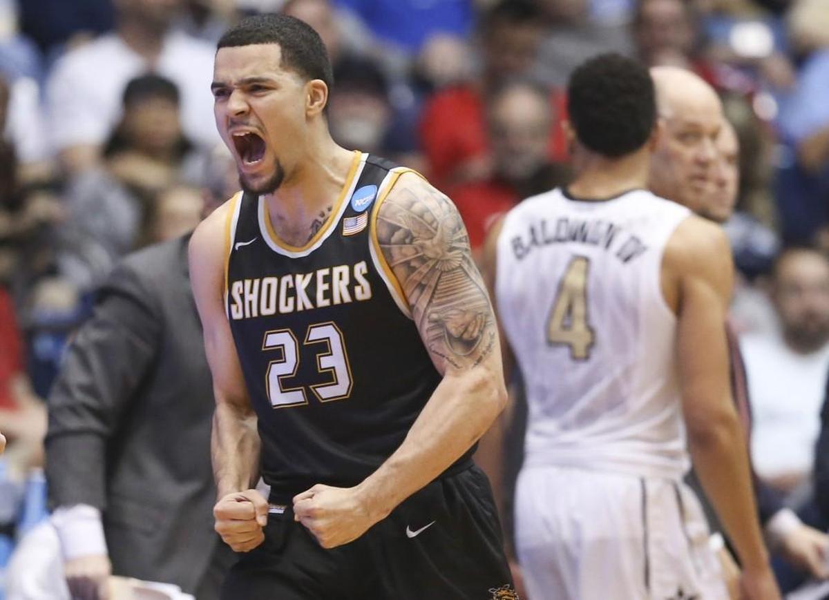 Fred VanVleet celebrates during the second half of Wichita State’s 70-50 win over Vanderbilt on March 15.
