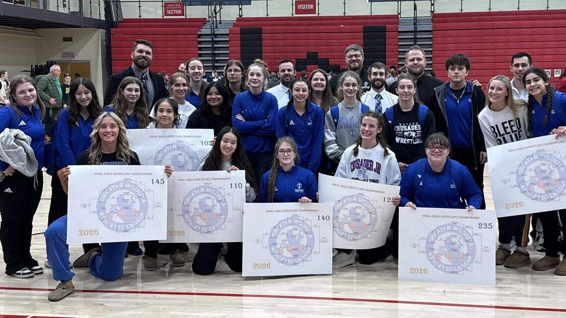 Kapaun girls wrestling rolls to fifth straight City League title, eyes state run